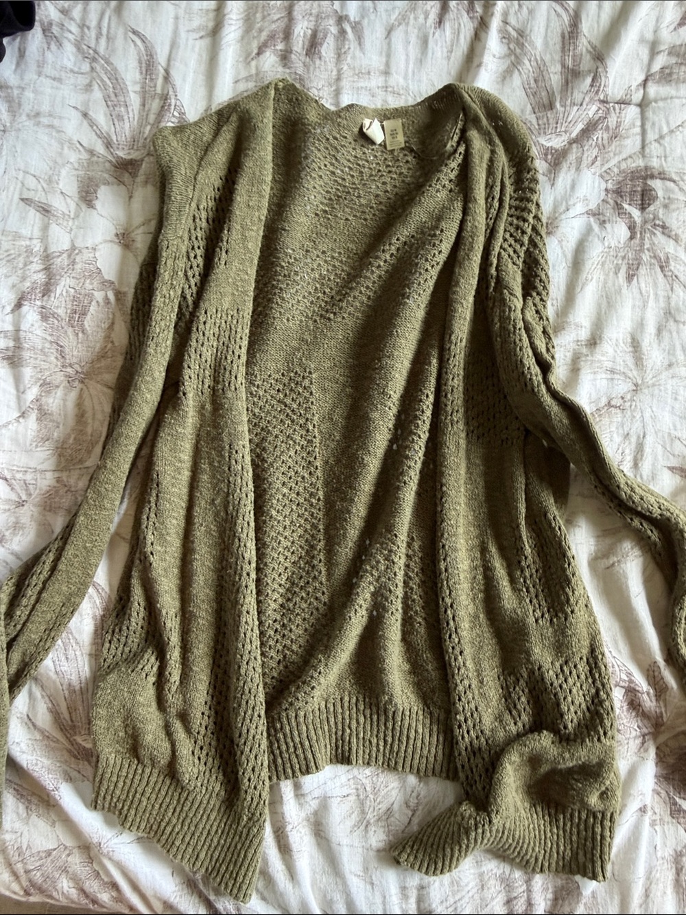 Roxy Olive Open-Front Knit Cardigan